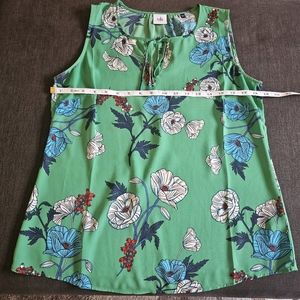 Cabi Green Floral Tank